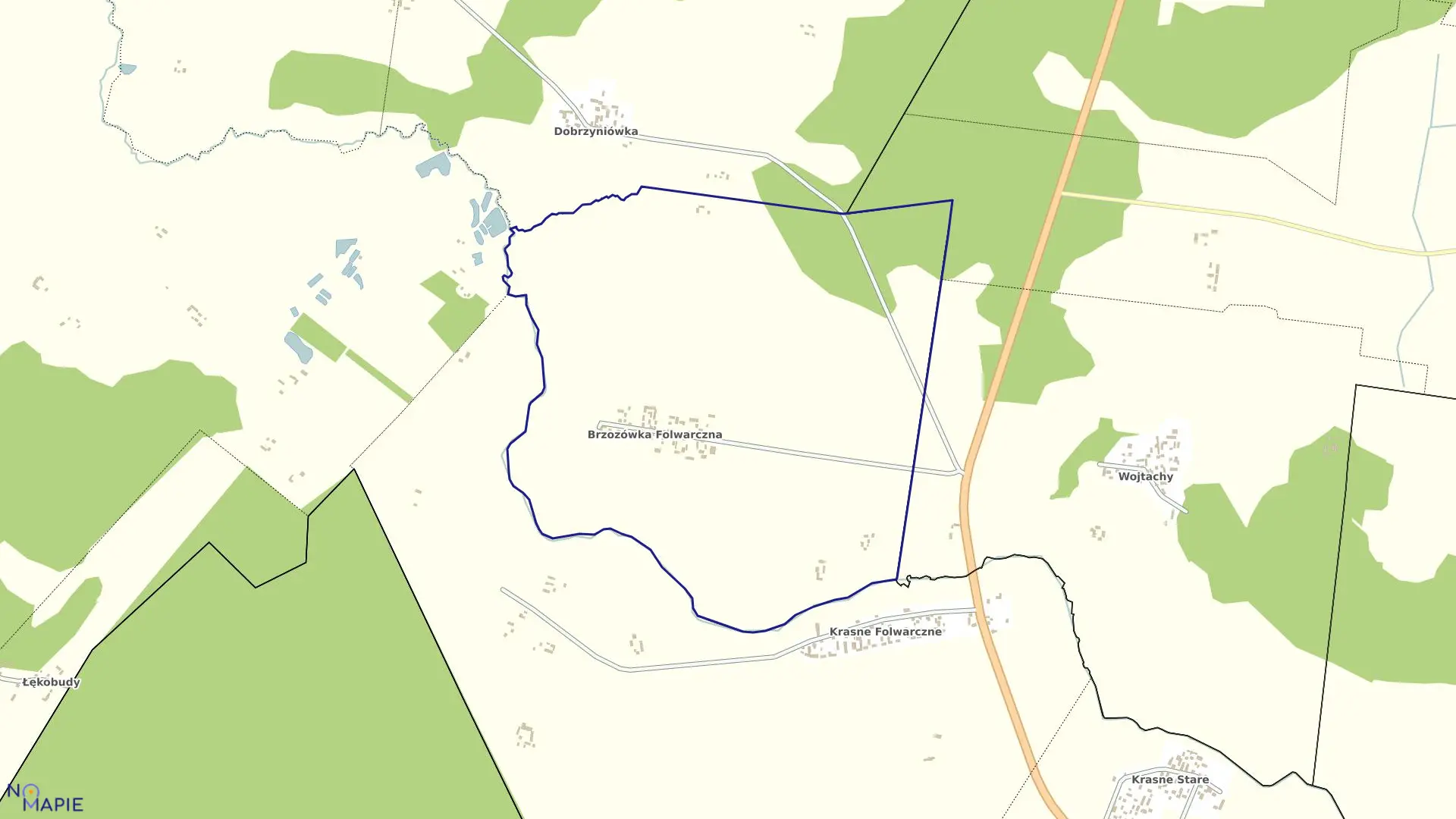Mapa obrębu Brzozówka Folwarczna w gminie Jasionówka