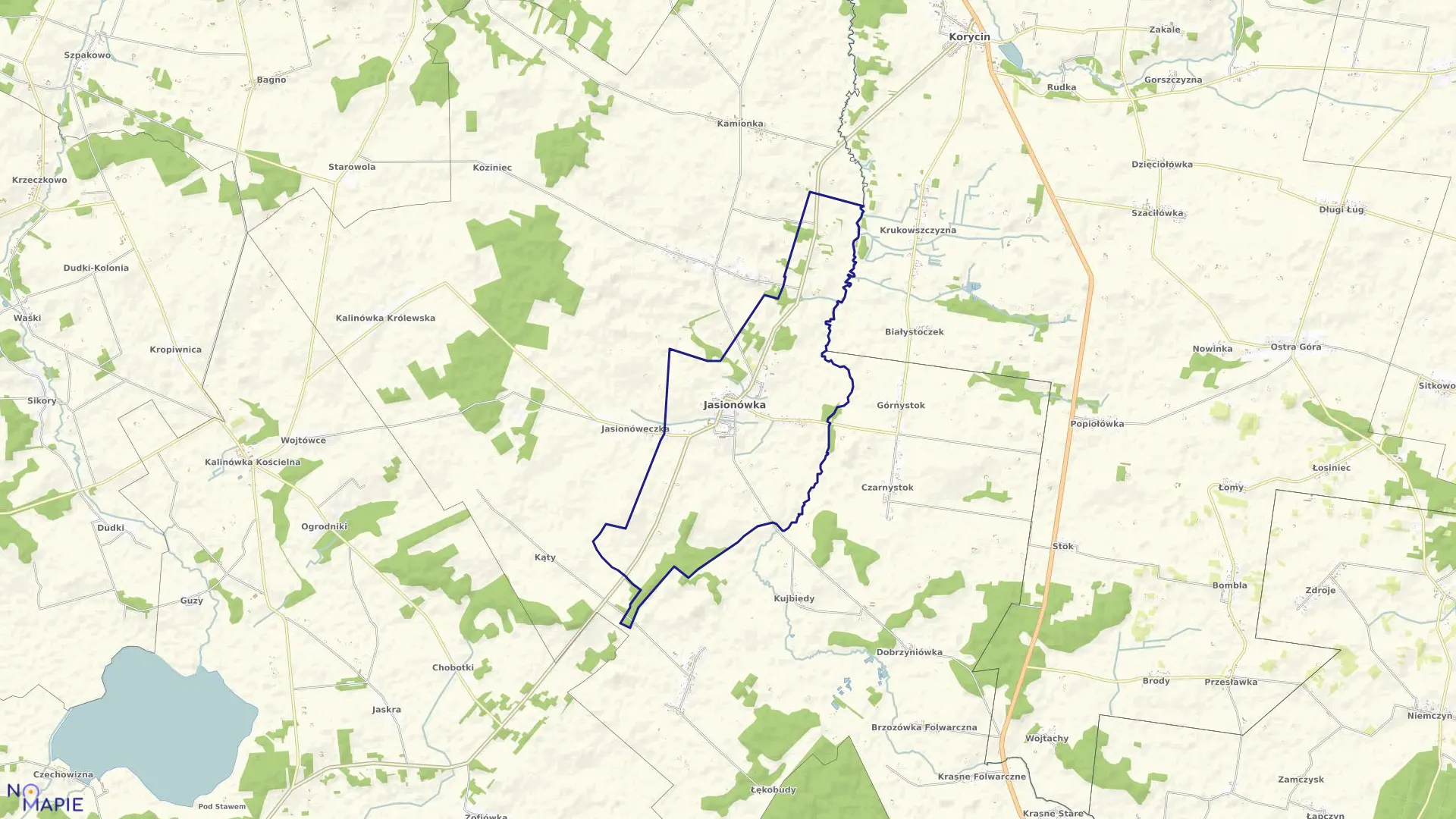 Mapa obrębu Jasionówka w gminie Jasionówka